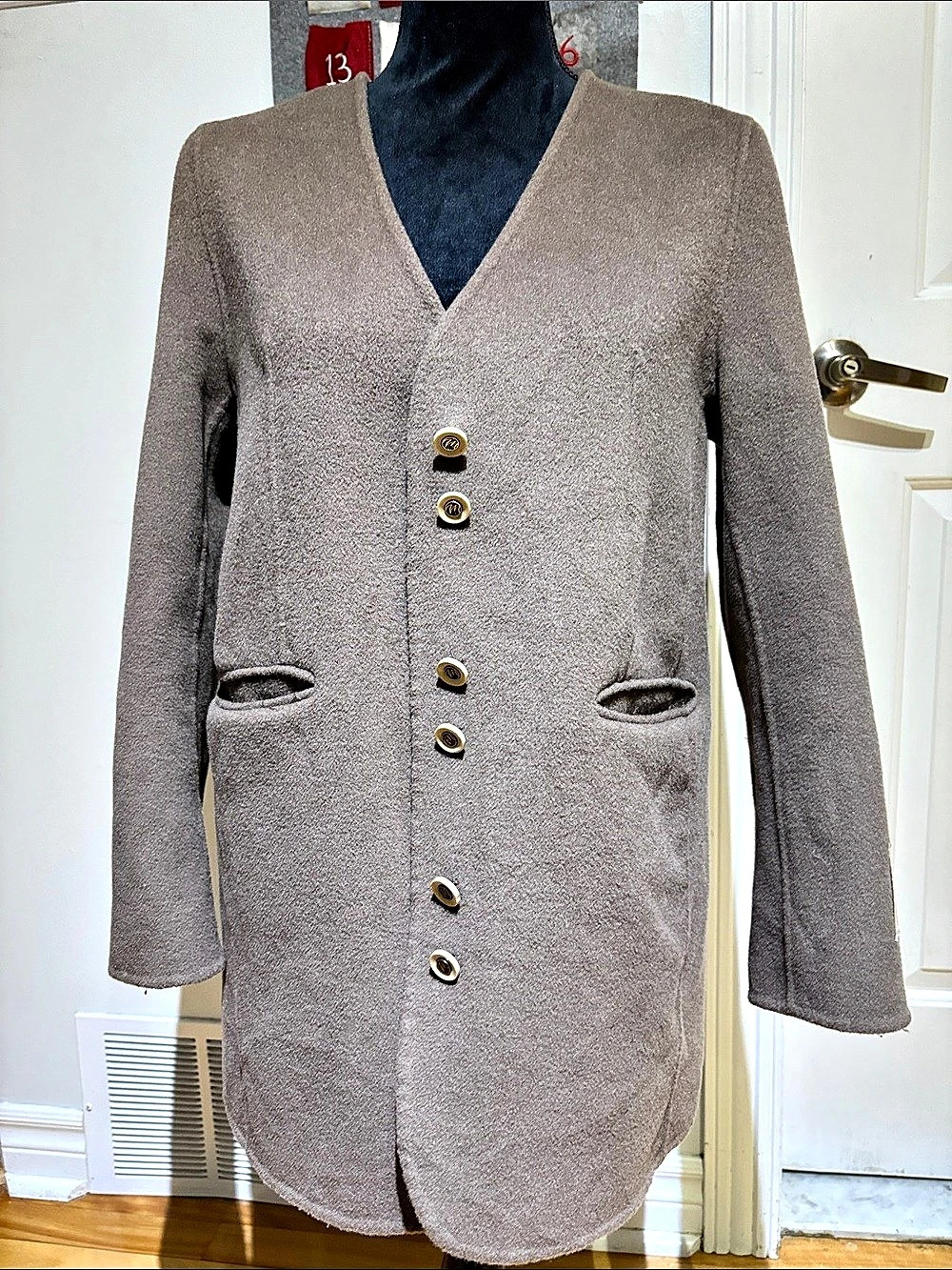MUNGMUNG Wool Button Front Coat in Brown
